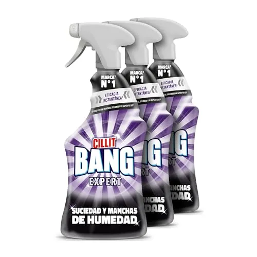 Cillit Bang Manchas de Humedad y Suciedad, potente limpiador juntas negras, baño, cocina, Pack de 3 x 750 ml, total 2.25 L, El embalaje puede variar