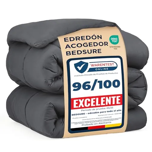 Bedsure Edredon Cama 80/90 Nordico - Relleno Nordico 135x200, Gris