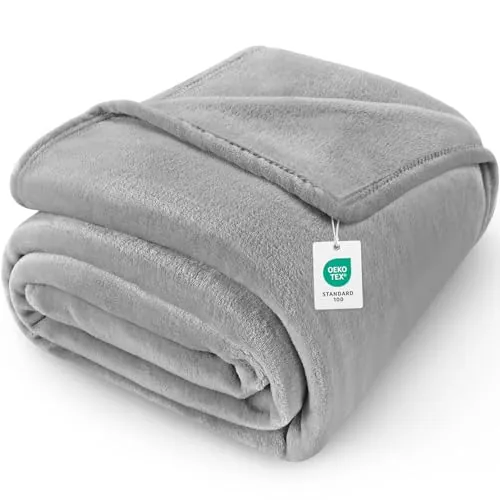 Cinkee Manta Antiarrugas y Antiestática 200x230 cm - Manta Cama Certificada Oeko-Tex - Super Suave y Caliente para Sofá, Cama, Adultos y Niños - Lavable a Máquina (Gris Claro)