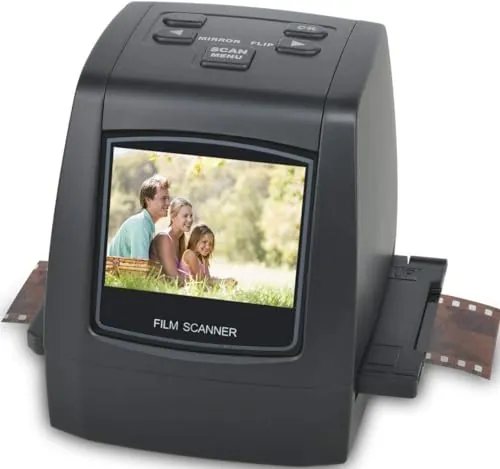 Escáner de películas Digitales, Escáner de Diapositivas y Negativos Convierte Negativos y Diapositivas de película de 35 mm, 126, 110, Super 8 y 8 mm a imágenes JPEG, Negro