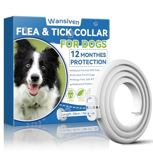 Wansiven Collar antipulgas para Perros, Impermeable antipulgas y parásitos, 12 Meses de protección 65 cm (W2-1p)