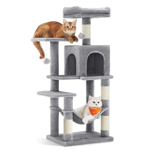 Feandrea Árbol para Gatos, Multinivel, Altura 112 cm, Gris Paloma