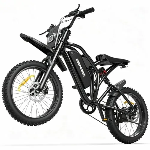 DEEPOWER S21 Bicicleta Eléctrica, Batería Extraíble 48V 25Ah, Bicicleta Eléctrica Todoterreno De Neumáticos Gruesos, Frenos De Disco, Suspensión Completa, Cross Eléctrica 7 Velocidades