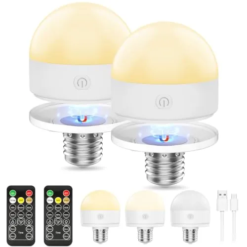 Suright Bombilla LED Recargable E27 2 Unidades con Mando y Temporizador