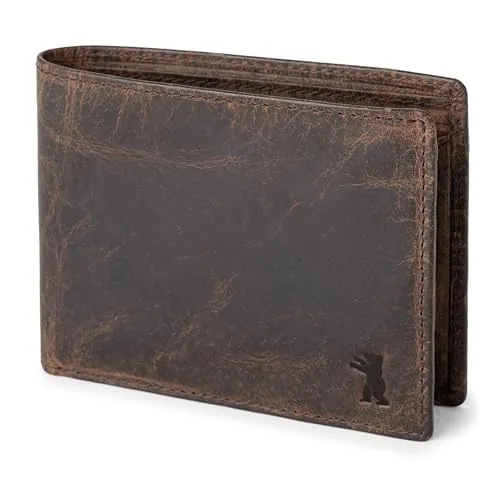 Berliner Bags Peter Cartera de Piel Auténtica para Hombre con Protección RFID, Compartimento para Monedas y Tarjetas, y Ventana para DNI – Marrón