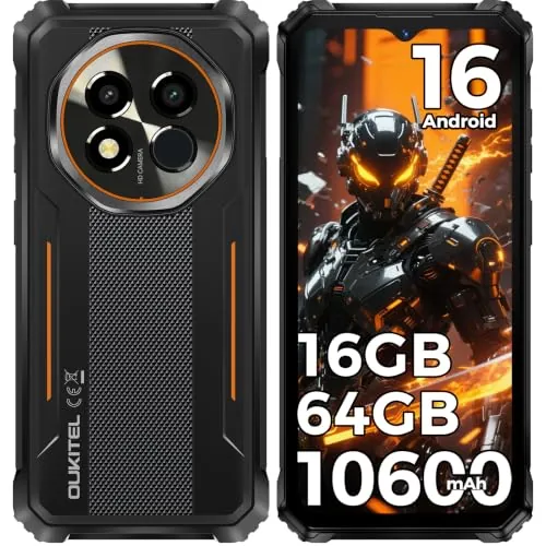 OUKITEL G6 Android 16 Movil irrompible, Batería 10600mAh, 16GB RAM+64GB ROM
