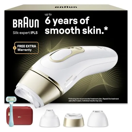 Braun Depiladora Luz Pulsada Silk·expert Pro 5, PL5321, Blanco/Oro