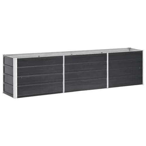 vidaXL Arriate de Jardín Macetero Caja para Plantar Plantas Macetas de Patio Exterior Acero Galvanizado Gris Antracita 240x40x45 cm