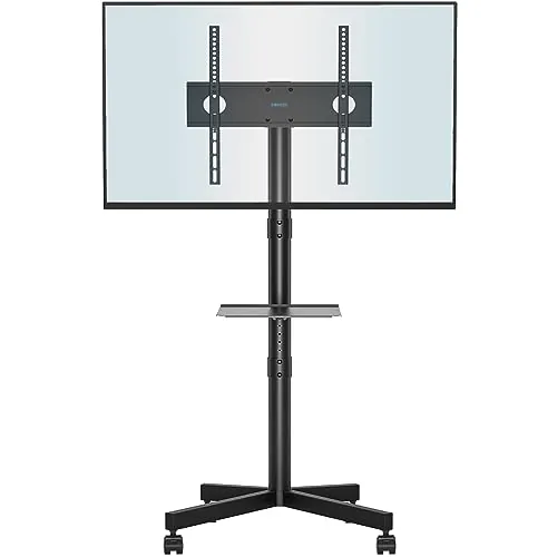BONTEC Soporte TV Ruedas para Televisión de 23 a 60 Pulgadas, Soporte de Pie para TV Móvil con Estante para Portátil y Altura Ajustable, hasta 25 kg, Máx. VESA 400x400 mm