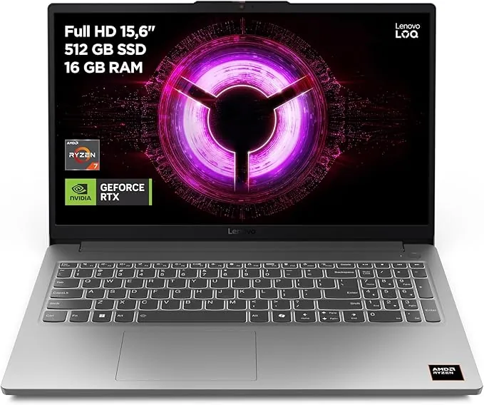 Lenovo LOQ Essential Gen 10 - Ordenador Portátil Gaming IA 15.6" FHD (AMD Ryzen 7 7735HS, NVIDIA GeForce RTX 4050, 16GB RAM, 512GB SSD, 144Hz, Wi-Fi 6, Sin Sistema Operativo) QWERTY Español - Gris