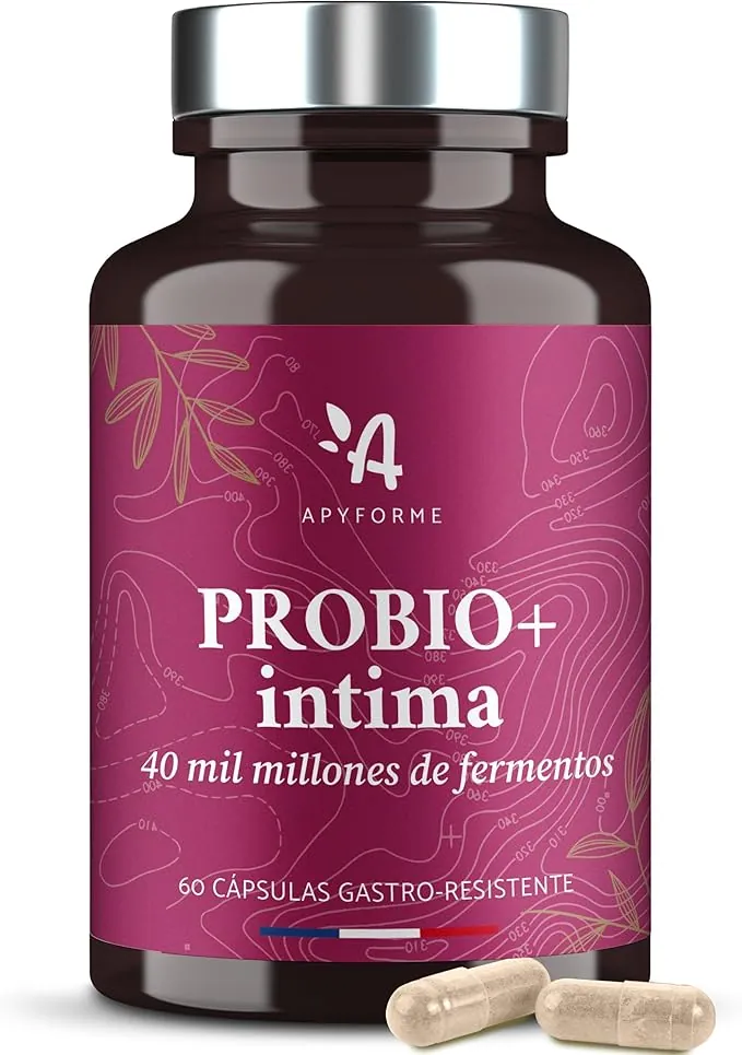 Apyforme - Probioticos Mujer Flora Intima - Hasta 40 Mil Millones UFC/Día - 4 Cepas Lactobacillus Reuteri, Rhamnosus Crispatus y Acidophilus - 60 Cápsulas Gastroresistentes - Probio+ Intima