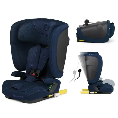 Kinderkraft FIX2GO Silla infantil i-size, 76-150 cm, base Isofix, Top Tether, sensores electrónicos, hasta aprox. 12 años, sistemas de seguridad, tapizados premium, reclinables, Azul