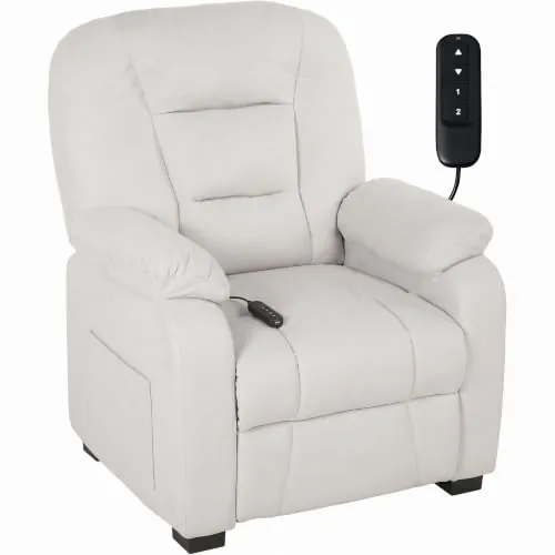 HOMCOM Sillón Relax Reclinable Eléctrico con Función Memoria Crema | Sillón Reclinable Silencioso, Reposapiés, Mando a Distancia, Puerto USB, Bolsillos Laterales, Dormitorio, Tela Terciopelo
