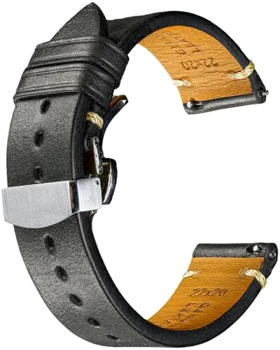 REZERO Correas de Reloj de Liberación Rápida, Pulseras Intercambiables de Piel de Becerro Barenia, Correa de Repuesto para Hombre y Mujer 18/19/20/21/22/23/24mm