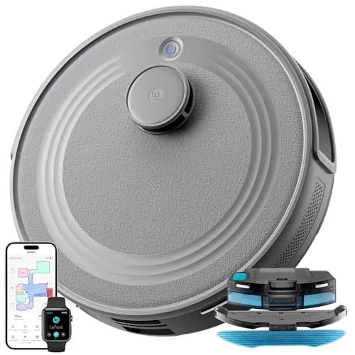 Lefant M2 Robot Aspirador y Fregasuelos con Navegación Láser,Gris Plateado | 6000 Pa, 160 min, Barre, Aspira, Friega y Pasa la Mopa, Limpieza Personalizada, Sensores Anticaídas, Alexa/i Watch, 2.4G y 5G