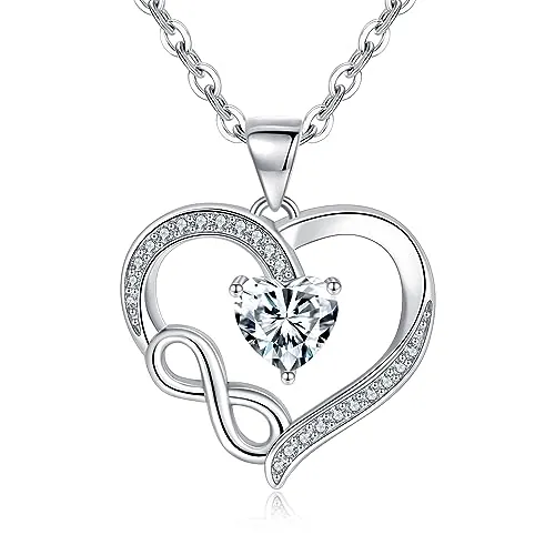 Tusuzik Regalo Día de la Madre Collar Infinito Plata de Ley 925 Colgante Corazón Joyería Mujer Regalo Mama