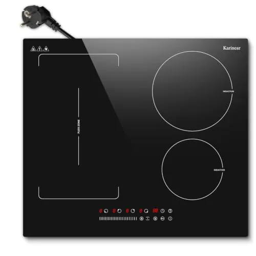 Karinear Placa Induccion 4 Fuegos con Zona Flexible y Enchufe, 3500 W