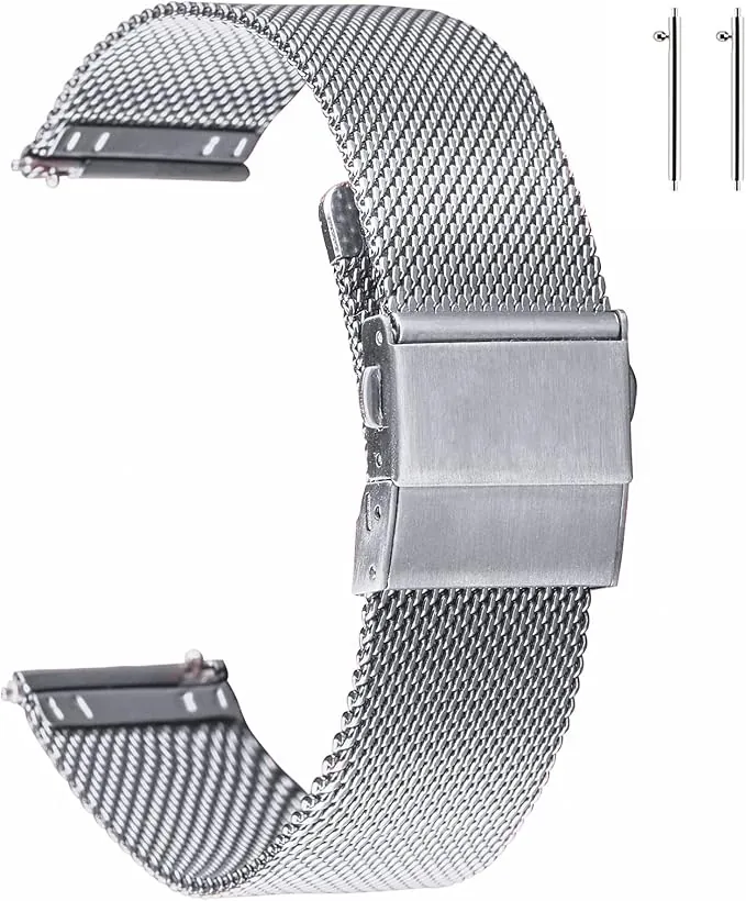 EACHE Correas de Reloj de Malla de Acero Inoxidable Hombres y Mujeres, Correas de Reloj de Malla Ajustables de Liberación Rápida 14mm 16mm 18mm 20mm 22mm