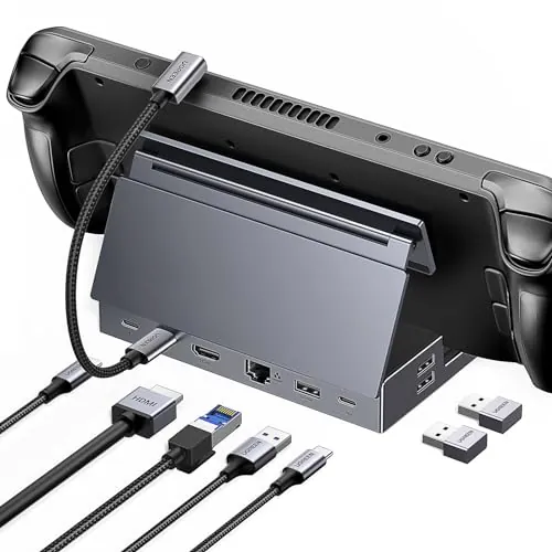 UGREEN Hub USB C HDMI 4K 60Hz 9 En 1 Dock Steam Deck ROG Ally Adaptador Tipo C 3.2 10Gbps Ethernet RJ45 Gigabit PD 100W Carga Lector Tarjeta SD TF Estación de Acoplamiento con Soporte Ajustable