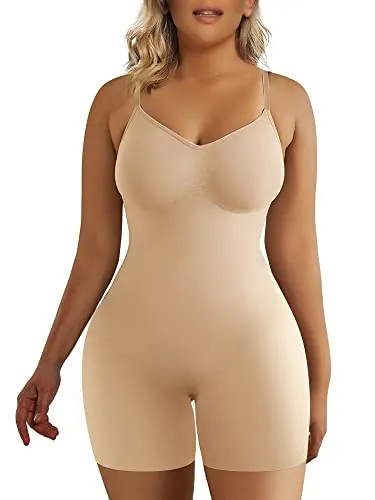 SHAPERX Bodies Moldeadores Reductora Mujer Faja Shapewear Adelgazante Body Shaper Control de Abdomen Bodysuit Posparto, UK-SZ5218-Beige-L/XL