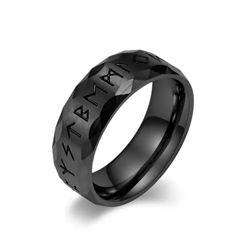 MERTTURM Acero Inoxidable Anillo, Runas Vikingas Antiguas Anillo Tamaño, Joyas para Hombres, 54.3-69.8mm, Banda/Hip-Hop/Decoración de Moda/Promesa de Compromiso de Boda/Regalo