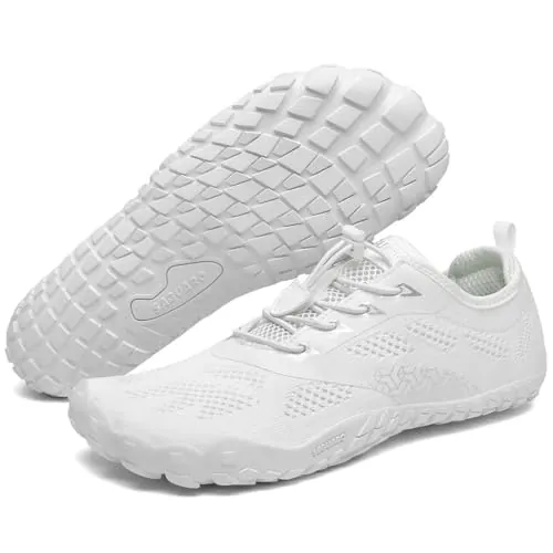 SAGUARO Zapatillas Barefoot Hombre Mujer Zapatillas Minimalistas para Deportes Acuaticos - Ligeras Antideslizante Respirable con Caja Suela Zero Drop, Blanco Margarita, 37 EU