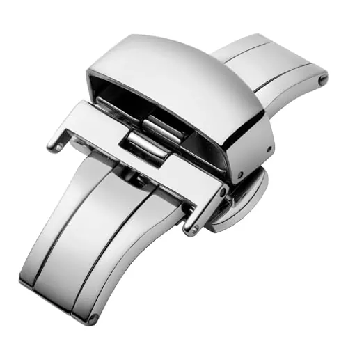 Cierre de Mariposa Hebilla de Desplegable de Acero Inoxidable de Repuesto con Botón Pulsador para Correas de Reloj de Cuero en Oro, Oro Rosa, Plata, Negro (12 mm, 14 mm, 16 mm, 18 mm, 20 mm, 22 mm)