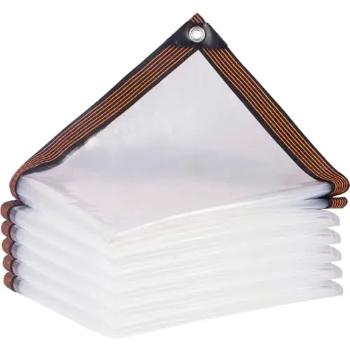 Lona impermeable de PVC transparente con ojales, 3 x 4 m, resistente a los rayos UV y al desgarro, lámina de invernadero para jardín, balcón, obra y recinto de mascotas, lámina de construcción