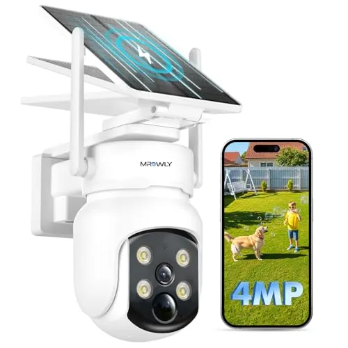 Mrowly Camara Vigilancia WiFi Exterior Solar 2 en 1, 4MP/2.5K