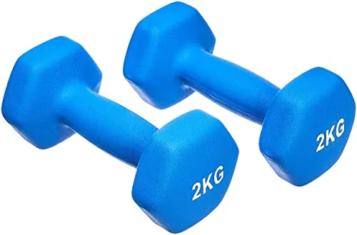 Amazon Basics - Par de mancuernas de neopreno, 2 kg, Azul