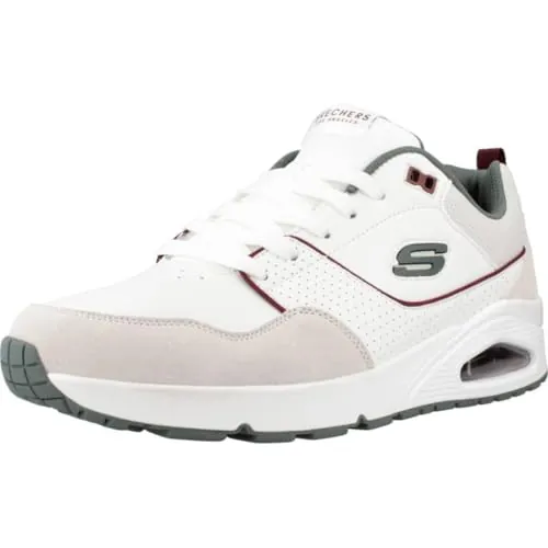 Skechers Uno Retro One, Zapatillas Hombre, Blanco Duraleather Suede Green Mesh Burg, 40 EU