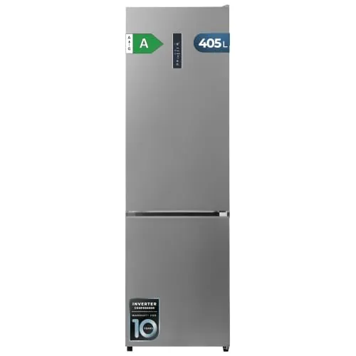 Cecotec Frigorífico Bolero CoolMarket Combi 405 MC Inox A. 405 Litros, Altura 199 cm, Ancho 59,2 cm, Clase A, Total No Frost, Compresor Inverter Plus, Cajón Fresh Flex, Enfriamiento CoolMatrix