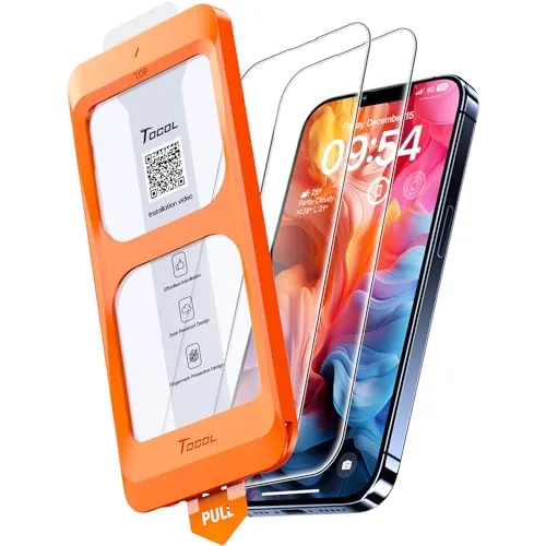 TOCOL 2 Piezas Protector Pantalla para iPhone 13 Pro, Instalación Fácil