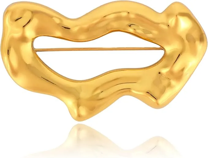 Mikovivi Broche Geométrico Dorado Minimalista, Broche Martillado Vintage Accesorio Joyería de Moda para Hombres y Mujeres para Traje y Vestido