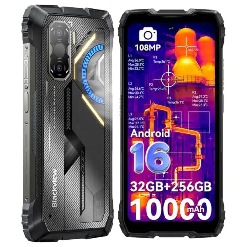 Blackview Rock 3 Movil Irrompible Android 16, 108MP+50MP Movil Indestructible, 32GB+256GB/2TB TF, 10000mAh, Gemini AI, 6.78" FHD+ 120Hz Pantalla, IP69K Impermeable,NFC/OTG/GPS/3 Años de garantía