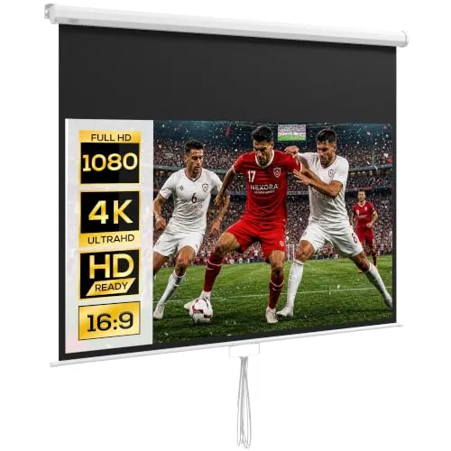 HOMCOM Pantalla de Proyector Manual 80 Pulgadas 16:9 172x96 cm Blanco