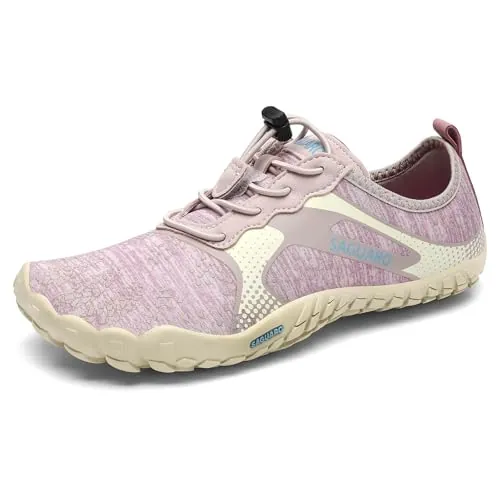 SAGUARO Barefoot Mujer Zapatillas Minimalistas de Trail Running Antideslizante Calzado Barefoot para Zero Drop Soles Lila,Gr.36