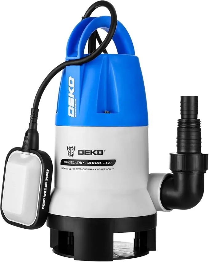 DEKO Bomba de agua sumergible eléctrica de 400 W con interruptor de flotador y flujo máximo de 8000L / H para riego de piscinas, bañeras y jardines