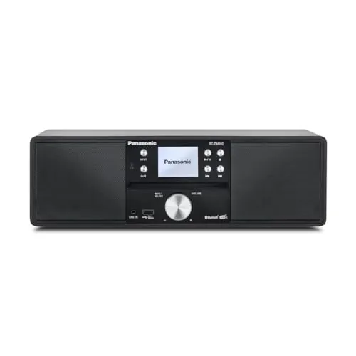 Panasonic SC-DM202EG-K Sistema Estéreo Micro Hi-Fi Compacto con CD, Radio Dab+/FM, USB y Bluetooth, Altavoces de 24 W, Control Remoto, Pantalla LCD TFT de 2,4", Ajustes de Ecualización, Negro.