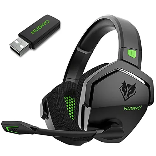 NUBWO G06 Cascos Gaming Inalámbricos con Drivers de 50 mm para PC/Ps5/Ps4/NS/Mobile, Auriculares Gaming Inalámbricos con 2.4 GHz+Bluetooth 5.3 Modo Dual, 7.1 Sonido Envolvente,Duración 100Hr+ - Verde