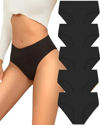 Sth Big Bragas Mujer Algodon Media Cintura Brasileño Hipster Transpirable y Cómodo Ropa Interior de Mujer Braguitas Pack de 5 Múltiple S-XXL