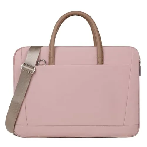 FUNSEED Bolsa para laptop de 15 pulgadas para hombre, de poliéster, ligera, sólida, para trabajo, laptop, maletín para viajes, oficina, Rosa