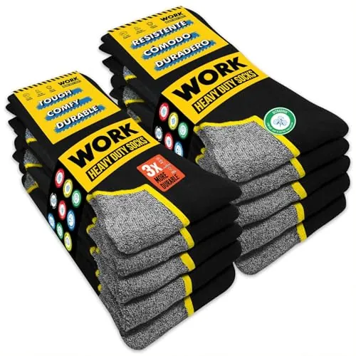 SOXCO 10 Pares Calcetines de Trabajo Hombre WORK Socks, 43-46