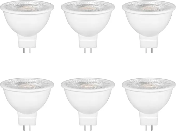Caldarax Bombillas LED GU5.3 5W, Equivalentes a 50W MR16 Lámparas Halógenas, Blanco Cálida 2700K, 500LM, Foco Gu5.3 12V, Ángulo de Haz de 120°, No Regulable, Paquete de 6