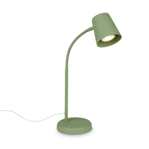 BRILONER - Lámpara de Escritorio Orientable con Interruptor de Cable, Casquillo GU10, Ideal para Oficina, Lectura o Mesita de Noche, Luz Focalizable, Diseño Moderno, 34 cm, Verde