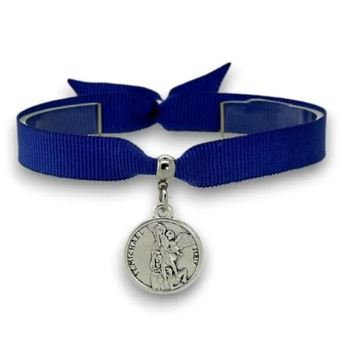BDM - Pulsera San Miguel Arcángel | Medalla Protectora Plateada | Ajustable (0-20 cm) | Amuleto de Protección y Fuerza - Modelo 1