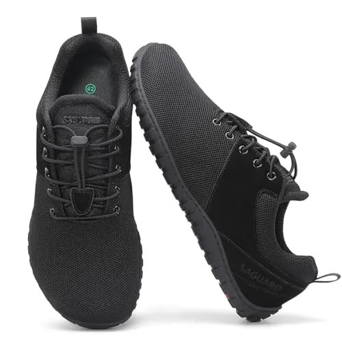 SAGUARO Zapatillas Barefoot Hombre Mujer Zapatillas Minimalistas Calzado Descalzo Transpirables Zapatos Barefoot Shoes con Zero Drop Suela Antideslizante para Uso Diario y Caminar Casual Negro, Gr.45