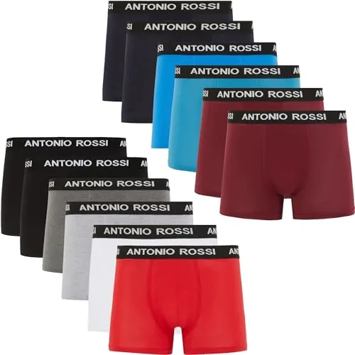 ANTONIO ROSSI paquete de 12 boxers ajustados para hombre - Calzoncillos tipo bóxer para hombre con cintura elástica