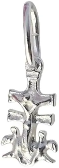 Cruz de Caravaca Mini, Plata de Ley 925, Diseño Clásico Unisex, Colgante Religioso Espiritual, 10mm x 6mm, Acabado Liso