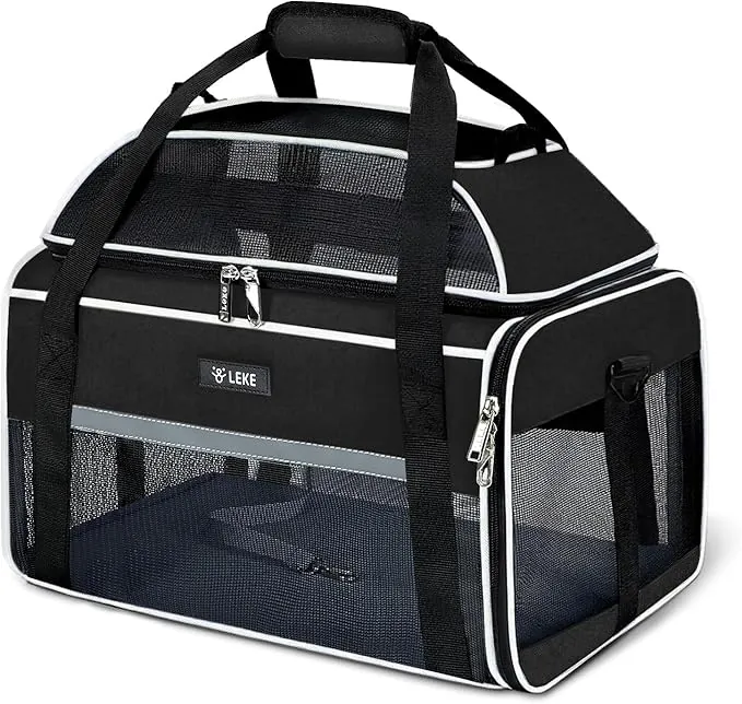 Transportin Gato, Bolsa de Transporte para Perros y Gatos, Transportin Perro de hasta 8kg, Caja de Transporte para Mascotas en el Coche o Tren, L, Nergo